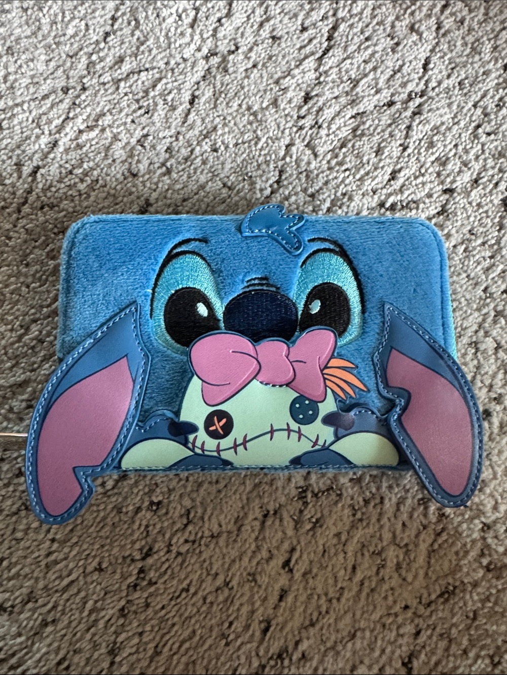 Loungefly limited editionBlue Stitch Plush Wallet with Pink Bow  and Ear Accents